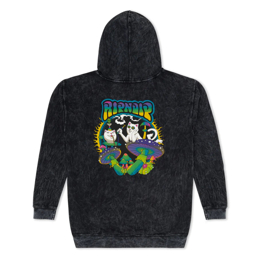 HOODIE Psychedelic Garden (Negro Mineral Wash)