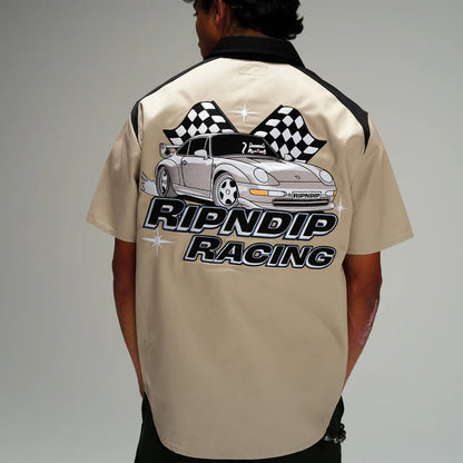 RIPNRACE BUTTON UP SHIRT (OFF WHITE)