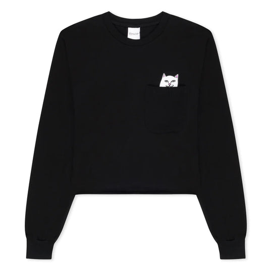 Blusa Lord Nermal Cropped Pocket  Long Sleeve (Negro)