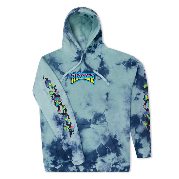 HOODIE PSYCHEDELIC GARDEN (NAVY/AQUA LIGHTNING WASH)