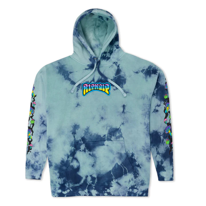 HOODIE PSYCHEDELIC GARDEN (NAVY/AQUA LIGHTNING WASH)